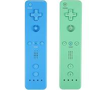 Yosikr Lot de 2 manettes Wii avec coque en silicone et dragonne compatibles avec console Wii/Wii U - Vert et bleu