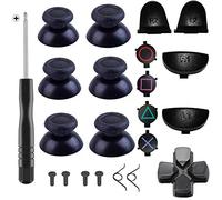 Yosikr Paire de joysticks pour manette Playstation 4 PS4 avec tournevis cruciforme + L2 R2 L1 R1 Trigger Pièces de rechange + Boutons Bullet ABXY + D-pad + Petit ressort Balck 5 Pairs(10PCS)