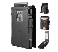 Yositochuan Portefeuille à deux volets pour homme avec affichage couleur E-Ink de 3,8 cm, carte de crédit pop-up avec pince à billets et fenêtre pour carte d'identité, portefeuille en aluminium