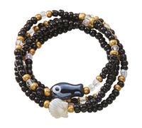 YOSKAEDI Lot de 4 bracelets de perles empilables - Bracelets faits à la main avec pendentif coquillage et poisson, pour les vacances à la plage, le thème marin, Eine Grösse, Plastique, Pas de gemme