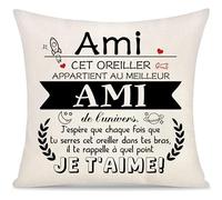 Yoskiasd Ami Housse de Coussin Cadeau pour Homme Garçons Cet Oreiller Appartient au Meilleur ami de l'univers Cadeaux de Inspirante Graduation Cadeau d'anniversaire Noël (Ami)