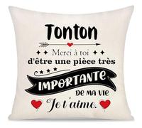 Yoskiasd Cadeaux Créatifs pour Tonton Housse de Coussin pour Oncle Housse de Coussin Décoratif de Nièce Neveu Cadeaux d'anniversaire et de Noël (Tonton)