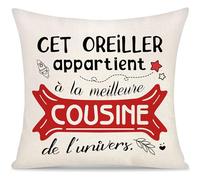 Yoskiasd Cousine Housse de Coussin pour Femme Filles Cadeaux de Meilleur Cousin Cadeau d'inspiration Graduation Cadeaux d'anniversaire Noël Cet Oreiller Appartient à la Meilleure Cousine (cousine-a)
