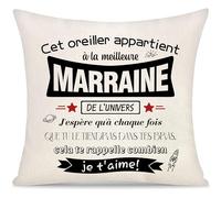 Yoskiasd Housse de Coussin Marraine de la Part de ma Fille et de Mon Fils | Housse de Coussin décorative,Cadeaux pour la Meilleure Marraine,Cadeaux d'anniversaire et de Noël