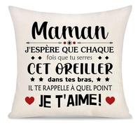 Yoskiasd Maman J'espère Que Chaque Fois Que Tu Serres Cet Oreiller il Te Rappelle a Quel Point Je t'aime Housse de Coussin pour Mère Femme Cadeau de fête des mères Cadeaux d'anniversaire Noël (Maman)