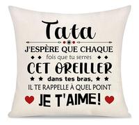 Yoskiasd Tata J'espère Que Chaque Fois Que Tu Serres Cet Oreiller il Te Rappelle a Quel Point Je t'aime Housse de Coussin pour Femme Tante Cadeau de fête des mères Cadeaux d'anniversaire Noël (Tata)