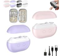 Yosody Fanyil Pubyfun Glosrity Sherum Easyclip Smart Nail Clipper, 3-in-1 Electric Nail Trimmer Polisher with LED Light, Rechargeable Automatic Nails Cutter for Seniors Kids Adults(2pcs-C)