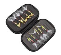 Yosoo 10pcs Sequin Rotation Fishing Lure Baits, High Carbon Steel Salt Water Resistant Fishing Tackle with Feather Hook and Storage Zipper, for Bass and Trout