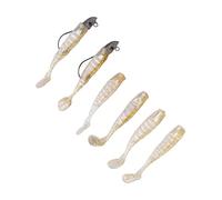 Yosoo 2 Sets Soft Silicone Artificial Fishing Bait, 3D Eyes Lifelike Swimming Movements for Pond Reservoir River Lake Stream Offshore Saltwater Fishing, with Internal Traction Head and (Gold)