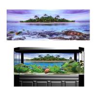 YOSOO Affiche pour aquarium Affiche adhésive de plage d'arbre de noix de coco d'effet 3D pour la décoration d'aquarium