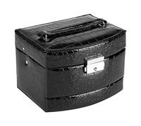 Yosoo Boîte à Bijoux Coffret Pésentoirs en Cuir 3 Plateaux Tiroirs Intérieur Velouté 5 Couleurs Verrouillable à Clé Miroir Accessoires(Black)