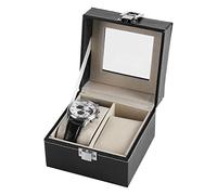 Yosoo Boîte de Montre Automatique Coffret à Montre avec 2 Armoires de Rangement avec Une Fenêtre Visible Apparence Élégante pour Femme Homme 11×11×8cm