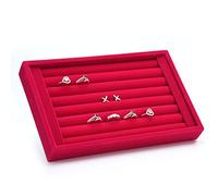 Yosoo Boîte de rangement en daim intérieur velours pour bijoux, boucles d'oreilles, bagues et boutons de manchettes Présentoir Plateau de présentation Écrin