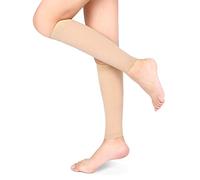 Yosoo Chaussettes de Compression Mollet, Bas de Compression pour Varices, Molletière Protège 23-32mmHg Classe 2 pour Hommes et Femmes, Ultra Légère, Élastique du Traitement, Varices, Beige, XL