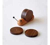Yosoo Course à Tasse en Bois, 5 sous-Verres Ronds Ensemble Magnétique, Support de Forme d'escargot pour Isolation Thermique, sous-Verres de Boissons en Bois Résistant à l'usure et Imperméables