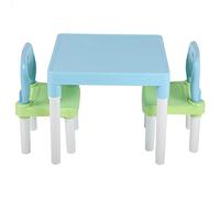 Yosoo Ensemble Table et Chaises en Plastique pour Enfants, Bureau D'étude avec Bords Lisses et Sûrs pour Enfants Apprenant à Dessiner, Facile à Assembler (Bleu Vert)