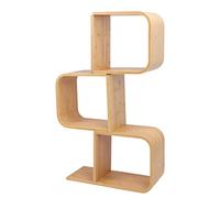 Yosoo Health Gear Bibliothèque en Forme de S, Bibliothèque sur Pied Phyllostachys Pubescen, étagère de Rangement Ouverte Multicouche avec Coins Arrondis, Séparateur de Pièce pour Salon, Chambre à (3