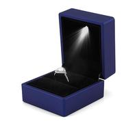 Yosoo Health Gear Boîte à Bagues avec Lumière LED, Vitrine à Bijoux pour Stockage des Bagues, Boîte à Bagues de Fiançailles pour Proposition de Mariage