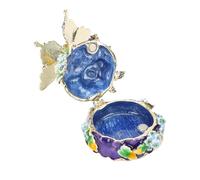 Yosoo Health Gear Boîte à Bijoux en émail, Organisateur de Bibelots en Alliage de Zinc au Design Floral, Rangement élégant et Exquis pour Bagues, Boucles D'oreilles, Décoration de la Maison