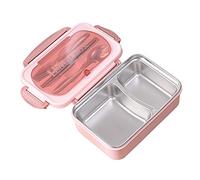 Yosoo Health Gear Boîte à Déjeuner en Acier Inoxydable, Récipient étanche à 2 Compartiments avec Baguettes Cuillère et Sac de Transport, Stockage de Nourriture Portable pour le Travail, L'école (PINK)