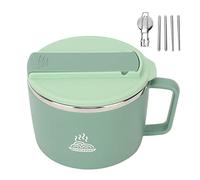 Yosoo Health Gear Bol Ramen Rapide de 1200 Ml avec Couvercle Filtrable, Bol de Nouilles en Acier Inoxydable avec Baguettes et Spork, Bol à Soupe Portable Ramen Cooker Bol pour Bureau (GREEN)