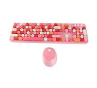 Yosoo Health Gear Clavier sans Fil et Ensemble de Souris, 2,4 GHz 104 Key Desktop Mignon Ordinateur Keyboard Combos de Souris (Thème Rose)