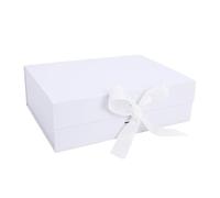 Yosoo Health Gear Coffret Cadeau à Rabat Blanc avec Fermeture Magnétique, 26 X 18 X 8 Cm, avec Nœud en Ruban, Design Pliable pour Anniversaire de Mariage, Cadeaux de Demoiselle d'honneur (WHITE)