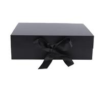 Yosoo Health Gear Coffret Cadeau à Rabat Blanc avec Fermeture Magnétique, 26 X 18 X 8 Cm, avec Nœud en Ruban, Design Pliable pour Anniversaire de Mariage, Cadeaux de Demoiselle d'honneur (BLACK)