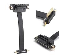 Yosoo Health Gear Connecteur D'extension PCI-E 1X Double à 90°, 3,9 | Adaptateur Riser à profil bas, taux Gen3 8 Gbps, support magnétique, couvercle de doigt doré, antistatique pour châssis