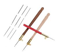 Yosoo Health Gear Crochet Crochet Crochet Tambour Manche en Bois de Hêtre Aiguille en Acier Inoxydable, Broderie Crochet Crochets 12Pcs Français Tambour Crochets pour Couture Broderie Perles