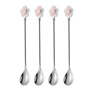 Yosoo Health Gear Ensemble de 5 Cuillères à café à Long Manche, Cuillère à Dessert en Acier Inoxydable de qualité Supérieure avec un Design élégant et Facile à Nettoyer, Parfait p (SILVER)