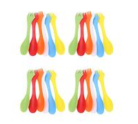 Yosoo Health Gear Ensemble de Cuillères et Couteaux Fourchettes Réutilisables 3 en 1, ABS Résistant à la Chaleur, Poignée Confortable pour Enfants, Camping Pique-nique