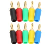 Yosoo Health Gear Fiche Banane 2,5 Mm en Laiton plaqué or Connecteur Banane Droit 4 Feuilles Vissées ou Soudées 10 A 30 V CA à 60 V CC pour Instruments électroniques, équipement Industriel