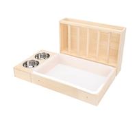 Yosoo Health Gear Ficheur de Foin de Lapin avec Litière 2 Bols en Acier Inoxydable Messée Proof Boîte de Mangeur d'alimentation en Bois en Bois, Bois, Preuve, pour Le Cochon d'Inde, Les