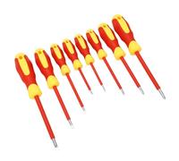 Yosoo Health Gear Jeu de Tournevis Isolés à Pointe Magnétique 8 Pièces, Kit de Tournevis électrique en Acier 45 500 V avec Assortiment de Fentes Croisées, Poignée Ergonomique PP TPR et Boîte de