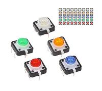 Yosoo Health Gear Mini Bouton Poussoir momentané ABS Bouton de Commutation Tactile DC 12 V avec Lampe LED 50 Pièces 5 Couleurs 12 X X 7,3 Mm pour Panneaux de Commande électronique à -13 à 185 °F