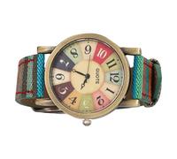 Yosoo Health Gear Montres Hippie Chic, Montre Bohème pour Femme avec Motif Arc-en-Ciel Multicolore, Montre Facile à Lire avec de Grands Chiffres, Montres Bohèmes avec Bracelet en Cuir PU pour (Bleu)