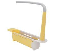 Yosoo Health Gear Organisateur d'évier Teleskopisk, Support de Rangement d'évier Extensible en PP de 32 à 45 Cm avec Trous de Drainage et Barre à Serviettes, Support de Cuisine Réglable de Grande