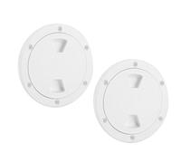 Yosoo Health Gear Plaque de Pont de Bateau Ronde de 4 Pouces, Couvercle de Trappe D'inspection Marine en Plastique ABS Blanc, Trappe D'accès au Pont pour Yacht et Bateau 2 Pièces