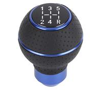 Yosoo Health Gear Pommeau de Vitesse 5 Vitesses, Pommeau de Vitesse, Pommeau de Levier de Vitesse 5 Vitesses en Alliage D'aluminium et Accessoire Automobile Manuel en Cuir (B (bleu))