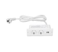 Yosoo Health Gear Prise de Courant de Bureau Encastrée, avec 2 Ports CA et 2 USB, Hub d'alimentation intégré avec Câble de 1,5 M pour Table, canapé, Armoire, Table de Nuit. (White)