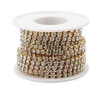 Yosoo Health Gear Ruban en Cristal pour Bricolage, Accessoires de Décoration de Vêtements, Rouleau de Chaîne en SS18 pour Coudre sur la Garniture, Artisanat de Bijoux (Gold)