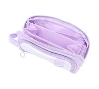 Yosoo Health Gear Sac à Stylo, 3 Compartiments Student Handheld Purple Storage Organisateur avec des Poches Transparentes pour Les Fournitures Scolaires et la Papeterie