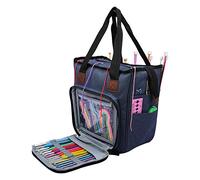 Yosoo Health Gear Sac de Rangement à Tricoter, Organisateur D'aiguilles à Crochet de Fil de Tissu Oxford avec Plusieurs Compartiments Internes, pour Fournitures de Couture et Outils de Tricot (Bleu