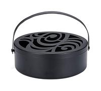 Yosoo Health Gear Support de Bobine D'encens Portable en Fer pour Mosquée, Rond, Ignifuge, Rétro, Brûleur de Bois de Santal, avec Couvercle et Poignée pour la Maison, la Terrasse, Le Camping (98)