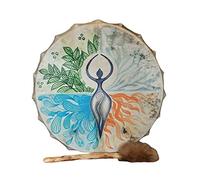 Yosoo Health Gear Tambour de Lune de Déesse, Tambour à Main Chaman de 10 Pouces avec Bâton pour la Méditation Musicale Spirituelle et la Pratique de Guérison