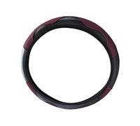 Yosoo Housse de Volant de 38 Cm, Cuir PU Microfibre, Antidérapant et Respirant pour Volants Ronds et en Forme de D, Idéal pour les Modèles de Voiture (Noir Vin Rouge)