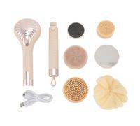 Yosoo Lot de Brosse Électrique pour le Corps, Brosse de Douche Rechargeable 3 Vitesses avec 6 Têtes et Manche Long Démontable pour Nettoyage du Dos et Massage de la Peau (YELLOW)