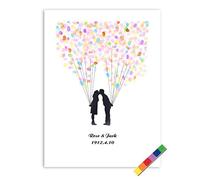 Yosoo Personalized Wedding Guest Book Tree - 4 Types of Digital Tree Designs for Wedding Or Anniversary - Includes 6 Ink Colors for Unique Fingerprint Art