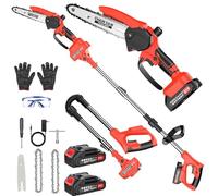 Yospinber 2 en 1 Élagueuse sur Perche Sans Fil, Télescopique Élagueur, 180CM Tronconneuse Electrique 6 Pouces avec 2 Batteries 1500mAh, 2 Chaînes, Gant, Lunettes, pour Jardin, Branches, Bois